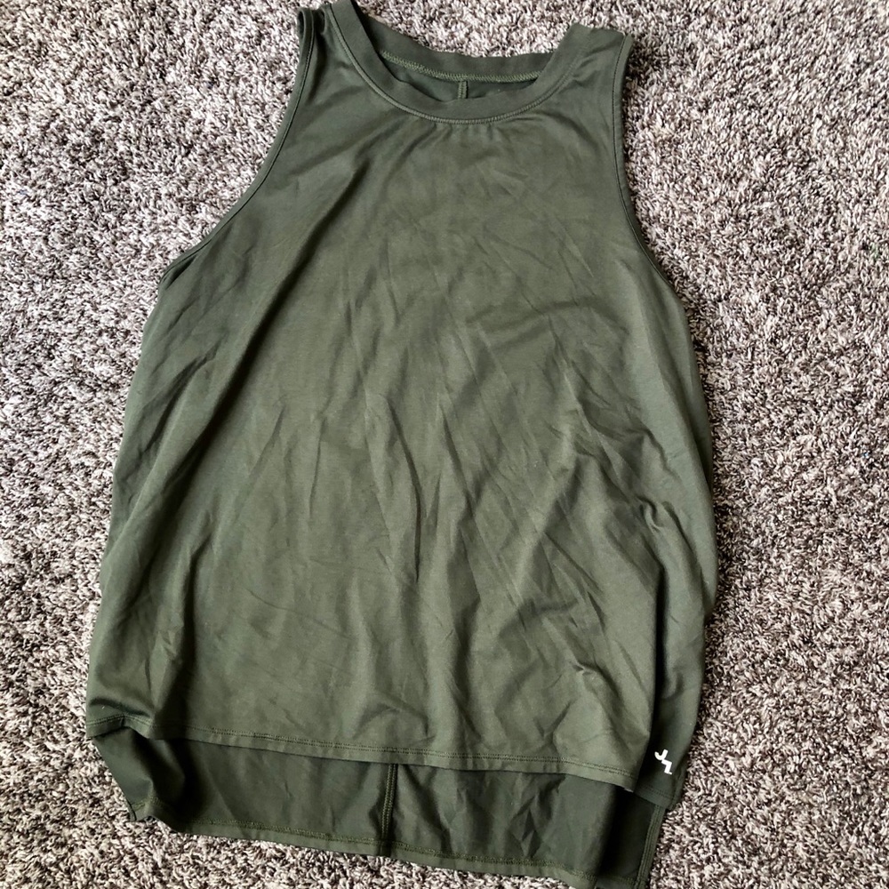 Olive green muscle tank workout shirt
